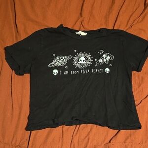 French Pastry Black Pizza Planet Crop Top